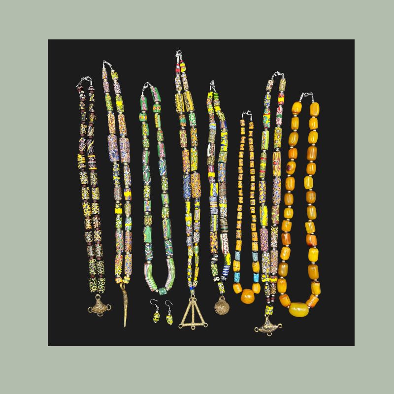 African Trade Bead, Millefiori & Amber Necklaces