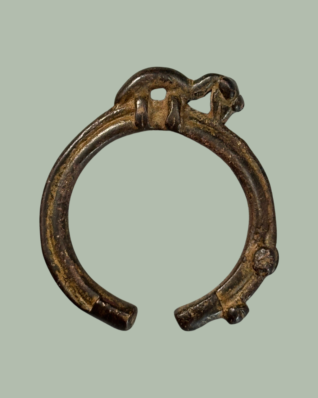 West African Akan-Attributed Bronze Zoomorphic Bracelet, Ghana / Côte d’Ivoire, Lost-Wax Cast