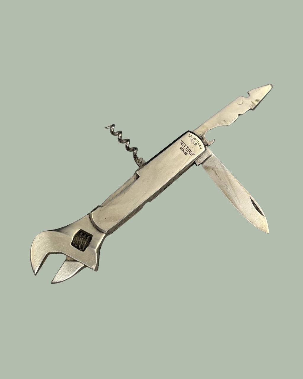 Le Couteau Clé “MULTIPLE” Déposé – French Multi-Tool Corkscrew with Adjustable Wrench, circa early to mid 20th
