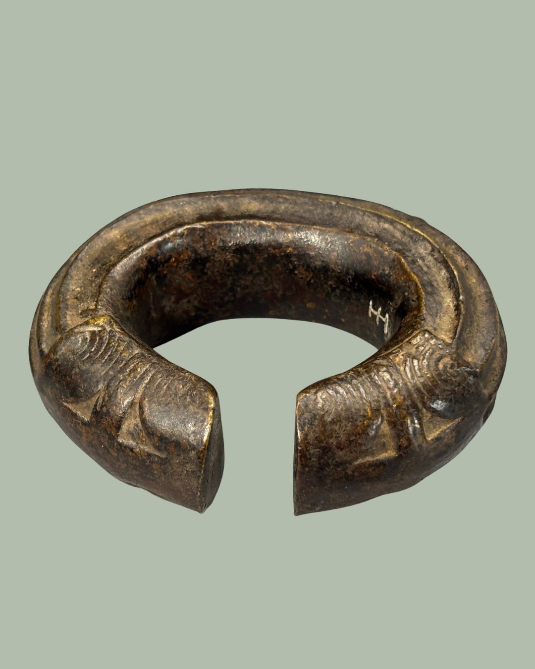 West African Akan Bronze Currency Bracelet (Manilla) – Ghana – Heavy Cast Prestige Ornament, 19th–Early 20th Century