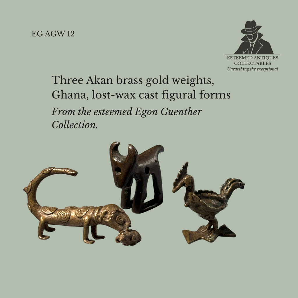 Akan Gold Weights (Abrempong) – Brass Figural Group – Ghana – 3 Piece Set