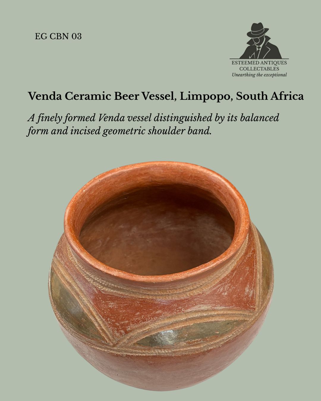 Venda Ceramic Vessel, Limpopo Region, South Africa, Hand-Coiled Clay Pot