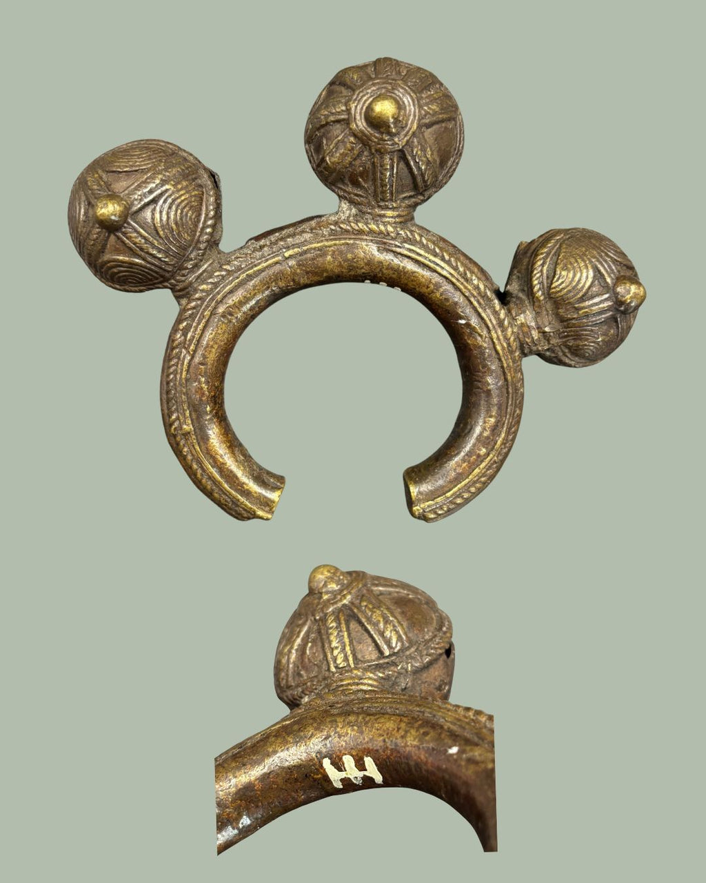 Cameroon Grassfields Ceremonial Bronze Bell Armlet, Bamum Kingdom,Circa: 1880–1920