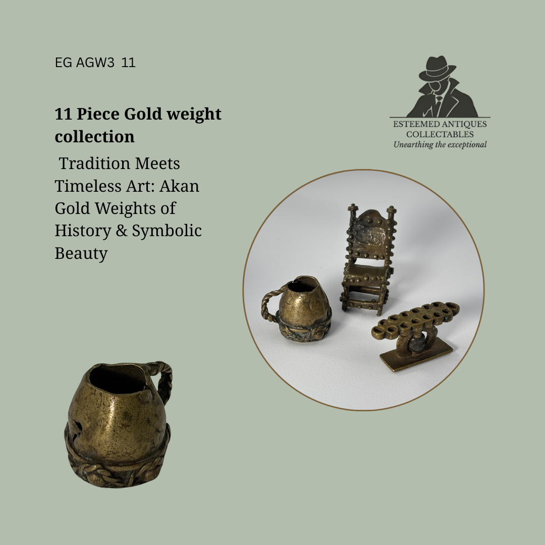 Akan Gold Weights (Abremmuo) Collection – Asante Culture, Ghana – Cast Bronze – 11 Pieces