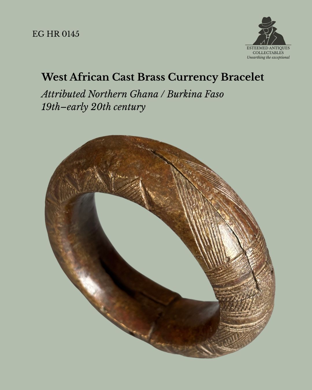 West African Cast Brass Currency Bracelet, Attributed Northern Ghana / Burkina Faso, Ring Form
