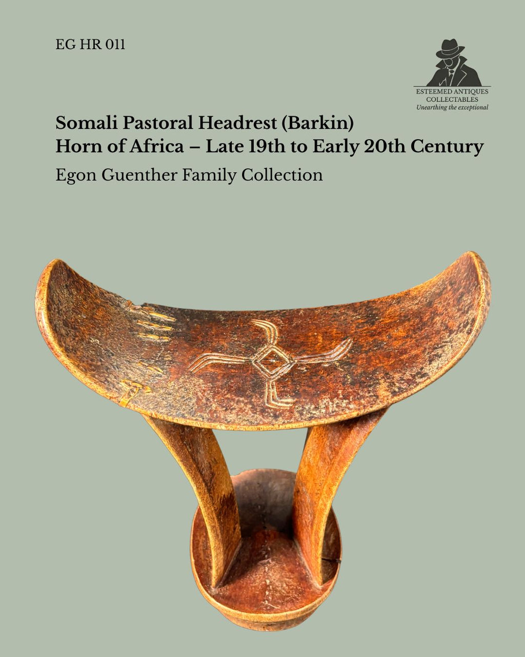 Somali Wooden Headrest (Barkin), Horn of Africa, Hand-Carved Wood, Early 20th Century