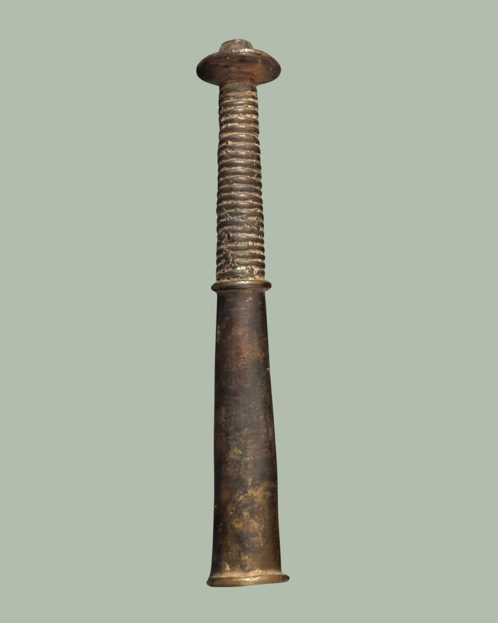 Central African Lost-Wax Cast Brass Tobacco Pipe, attributed Luba–Songye, Democratic Republic of the Congo  Provenance Egon Guenther Collection