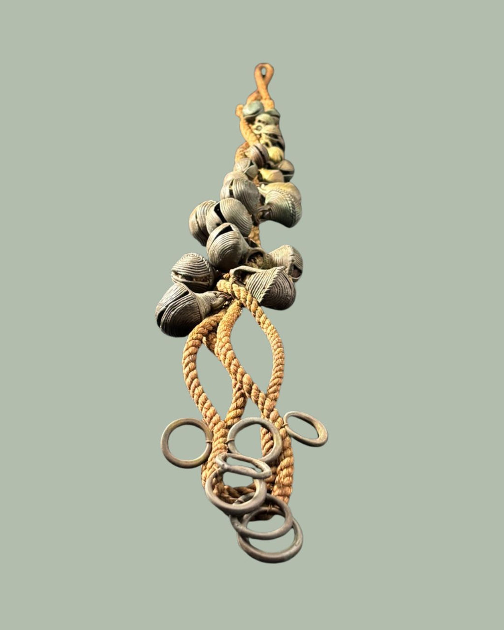 Authentic African tribal ceremonial dance bell strand attributed to Yoruba culture, West Africa, West Africa Nigeria, Egon Guenther Collection