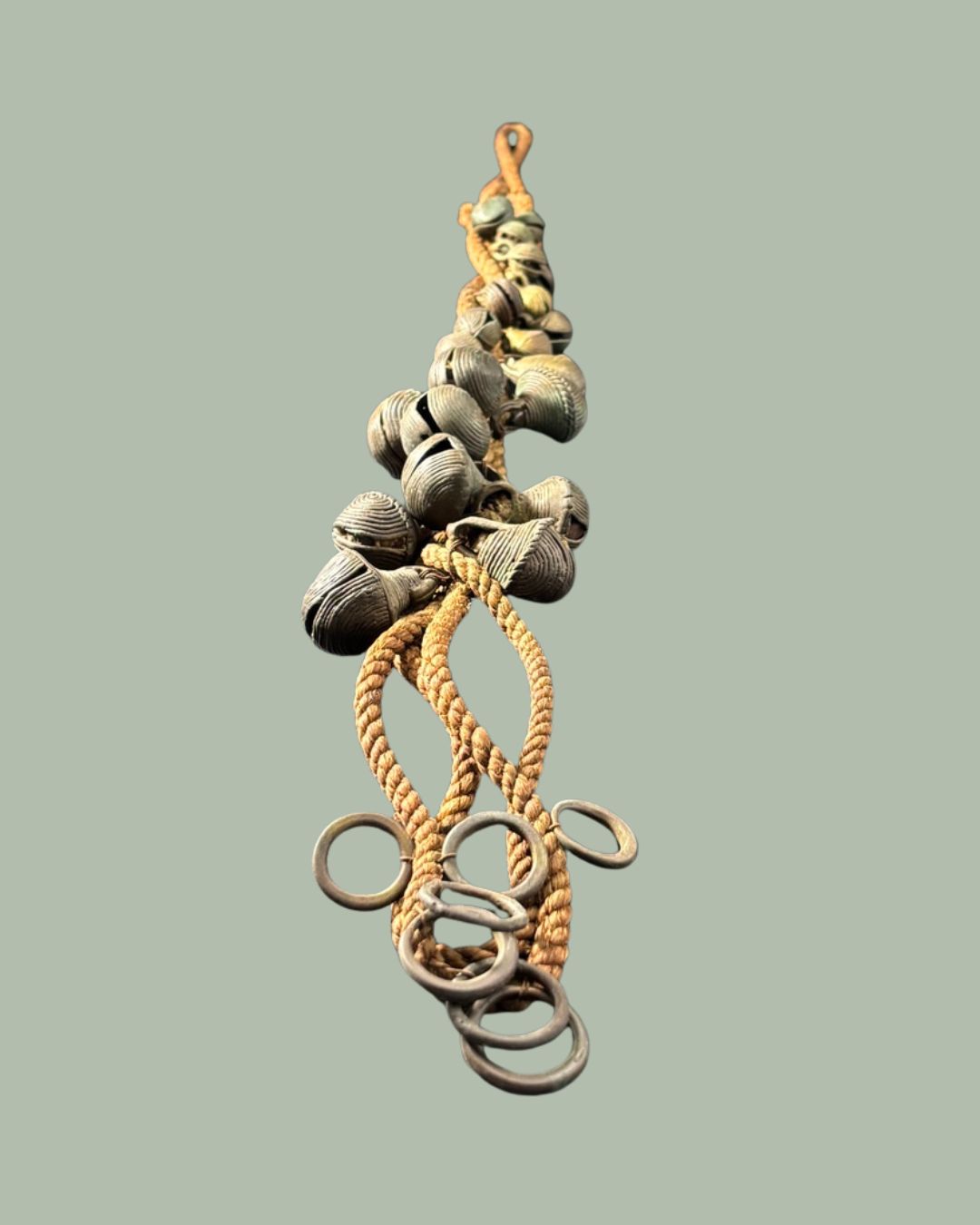 Authentic African tribal ceremonial dance bell strand attributed to Yoruba culture, West Africa, West Africa Nigeria, Egon Guenther Collection