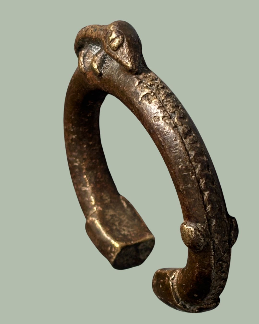 West African Brass Manilla Currency Bracelet, Dogon Attribution, Mali, Lost-Wax Cast Prestige Currency Ring