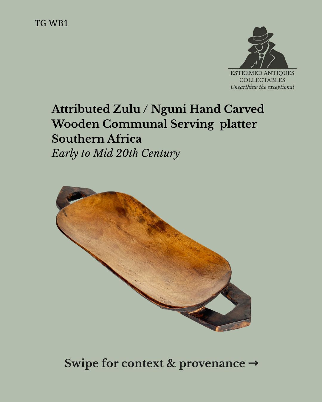 Attributed Zulu / Nguni Hand-Carved Wooden Communal Serving Trough – Southern Africa, Early–Mid 20th Century