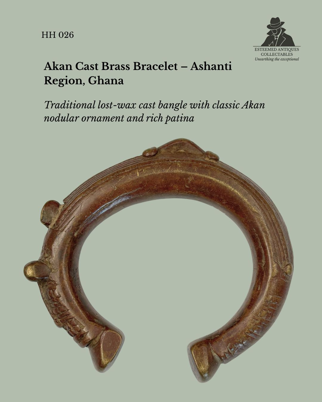 West African Cast Brass Bracelet (Attributed Akan Culture, Ghana) – Lost Wax Technique