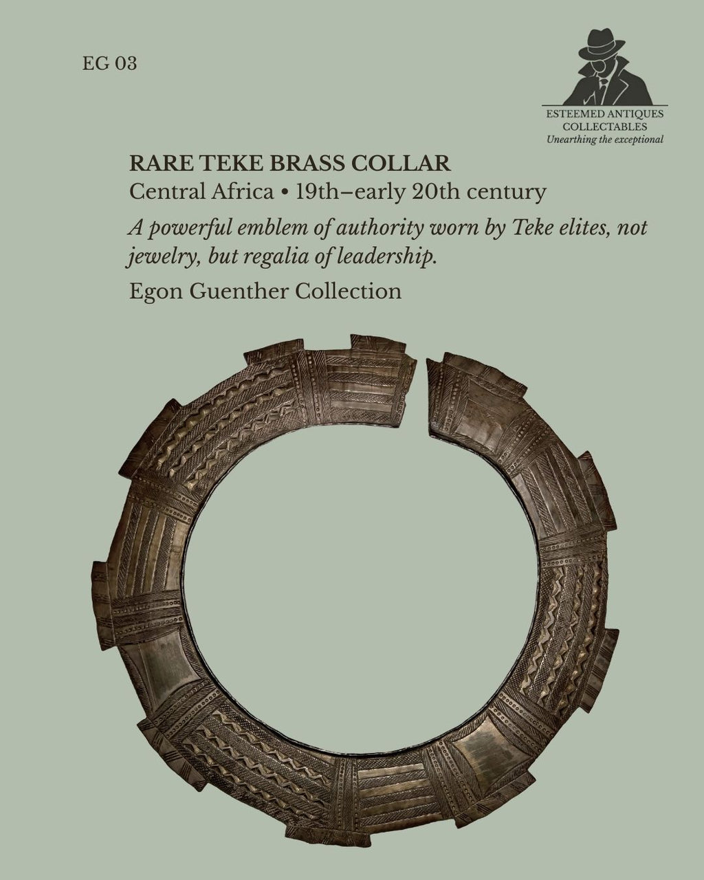 Teke Brass Prestige Collar, Central Africa (Republic of the Congo / DRC), 19th–Early 20th Century