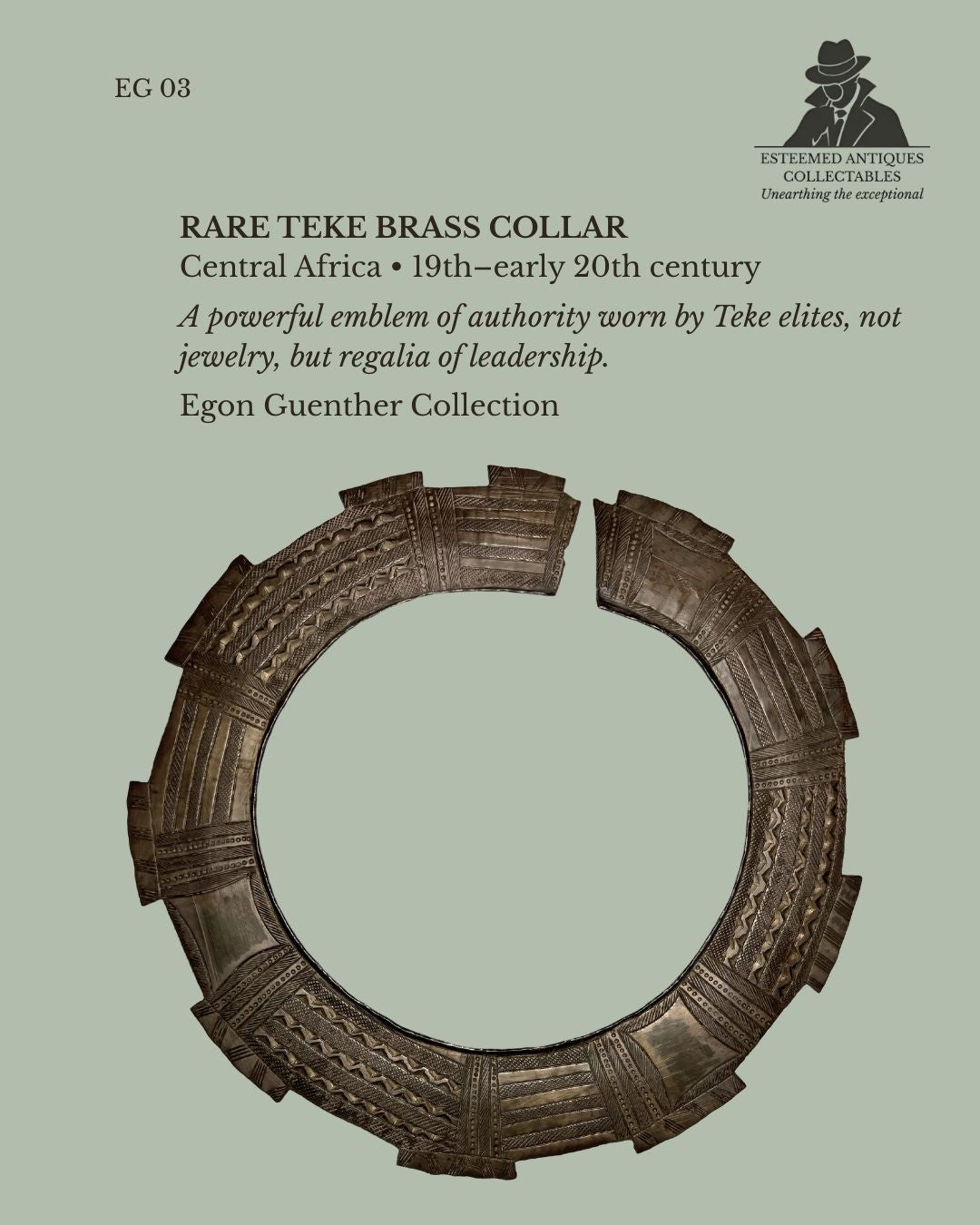 Teke Brass Prestige Collar, Central Africa (Republic of the Congo / DRC), 19th–Early 20th Century