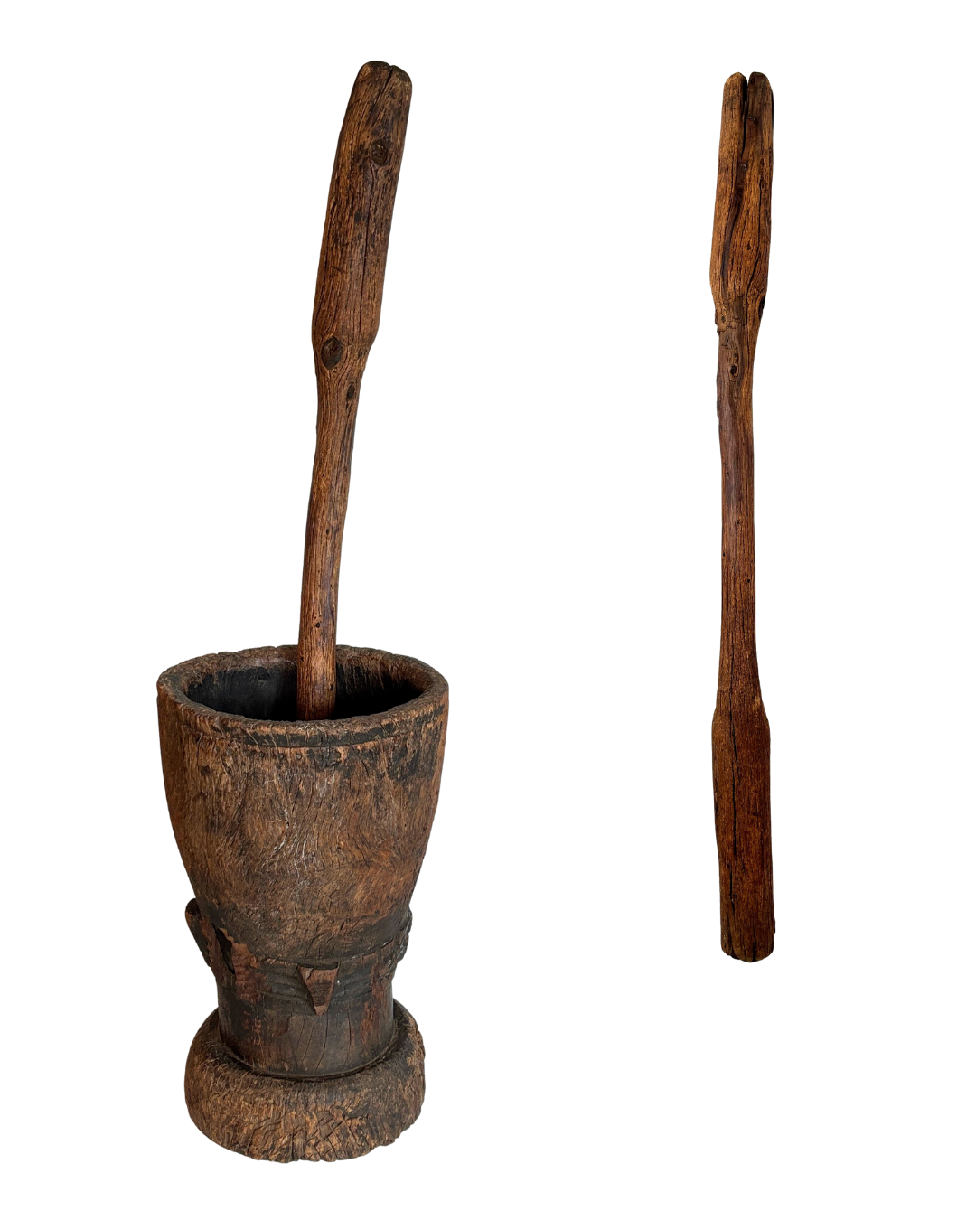 Venda Wooden Mielie Stamper, Mortar and Pestle, South Africa, Mid-20th Century