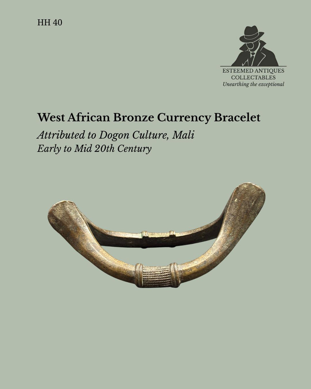 African Bronze Currency Bracelet / Anklet – Attributed to a West African Culture, Most Likely Dogon, Mali, Circa Early–Mid 20th Century