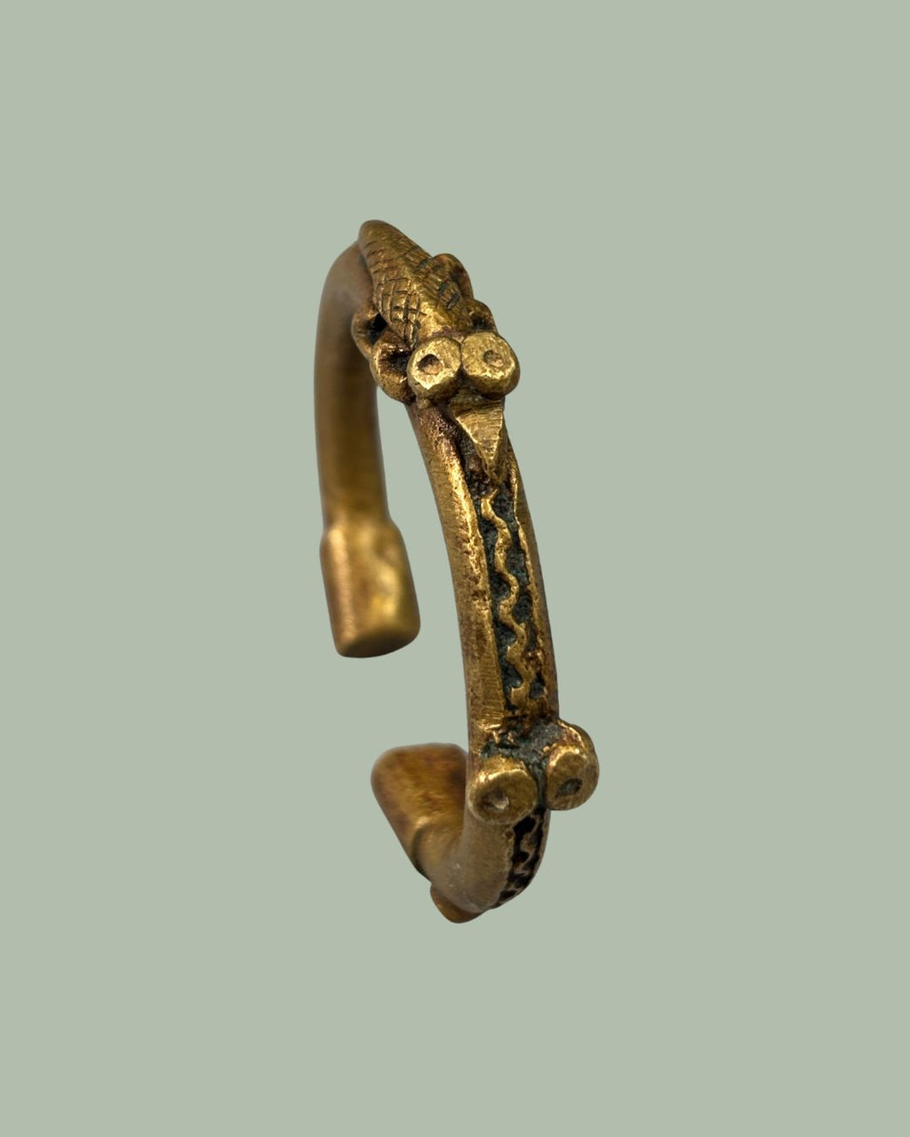 Akan Cast Bronze Crocodile Bracelet, West Africa (Ghana), Lost-Wax Copper Alloy