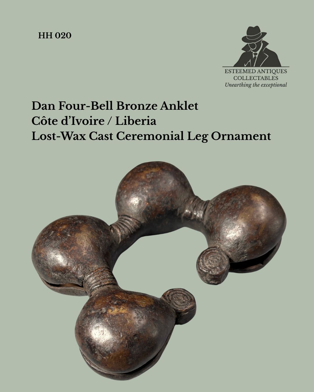 Dan Four-Bell Bronze Anklet, Côte d’Ivoire / Liberia – Lost-Wax Cast Ceremonial Leg Ornament