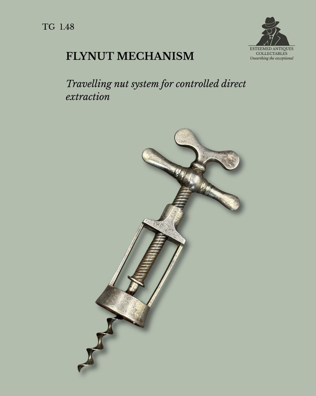 Flynut Cage Corkscrew “The Victor”, Steel, England, early 20th century