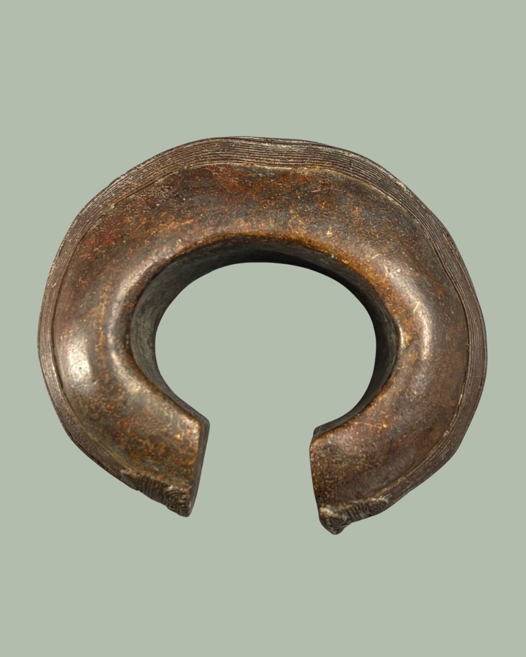 Antique Baoulé Open Cuff Anklet – Lost-Wax Cast Brass Prestige Ornament, Côte d’Ivoire, West African Tribal ArtifactAnklet — Lost-Wax Cast Brass Alloy, Côte d’Ivoire, Egon Guenther Collection