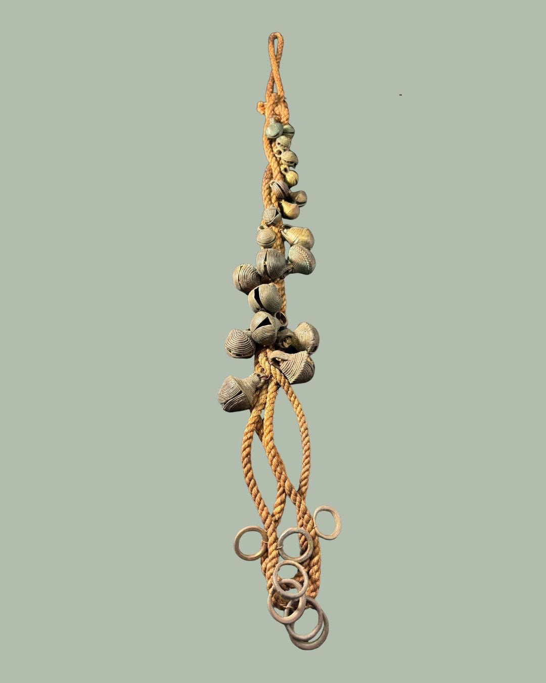 Authentic African tribal ceremonial dance bell strand attributed to Yoruba culture, West Africa, West Africa Nigeria, Egon Guenther Collection