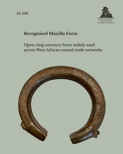 19th-century West African brass manilla bracelet used as currency within Niger Delta trade networks.