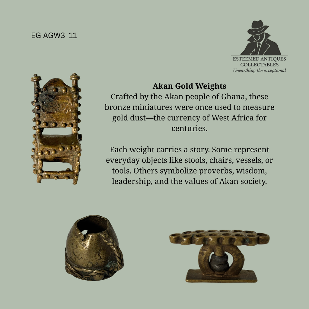 Akan Gold Weights (Abremmuo) Collection – Asante Culture, Ghana – Cast Bronze – 11 Pieces