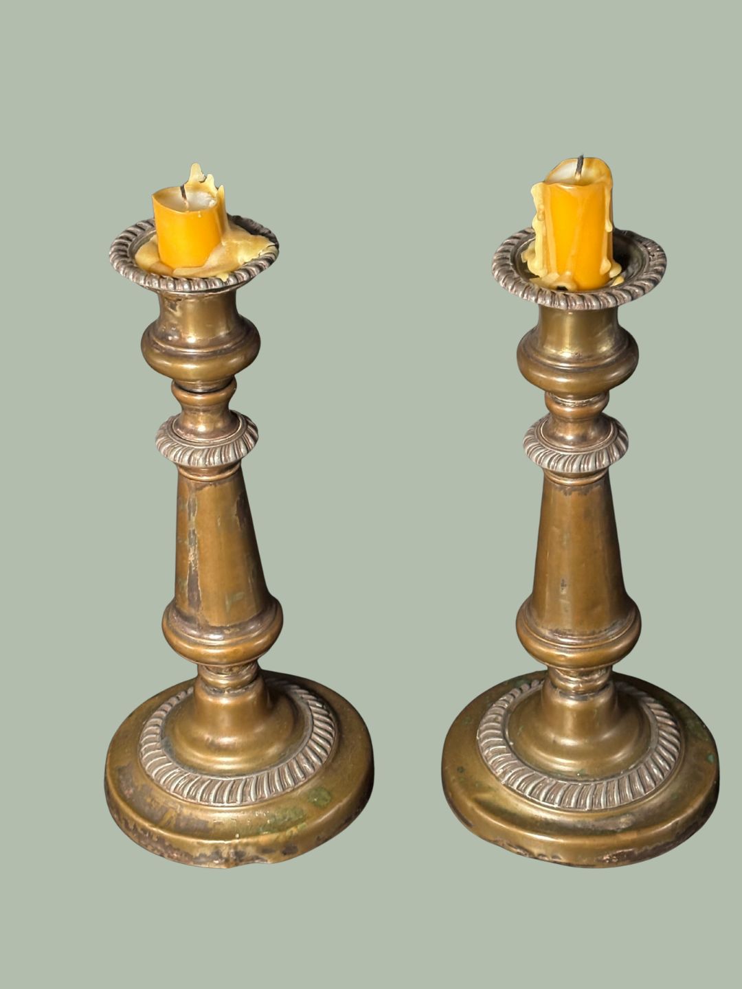 Antique Georgian-period Brass Candlesticks circa 1790–1815 (Pair)