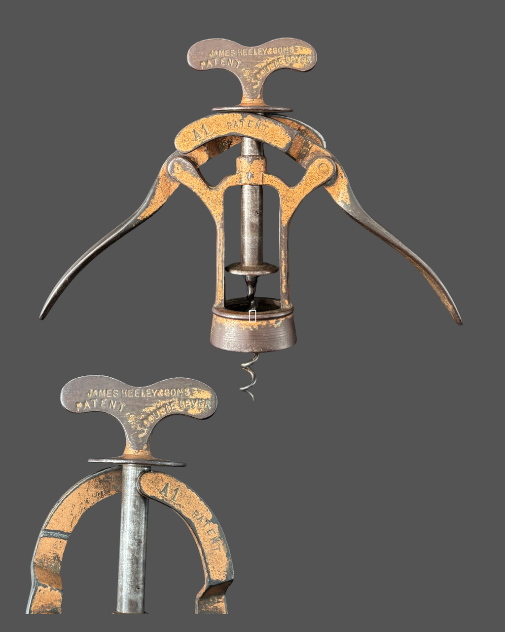 Rare James Heeley & Sons A1  Corkscrew  Patent by Burton Baker British PatentNo. 2,950 July 17, 1880