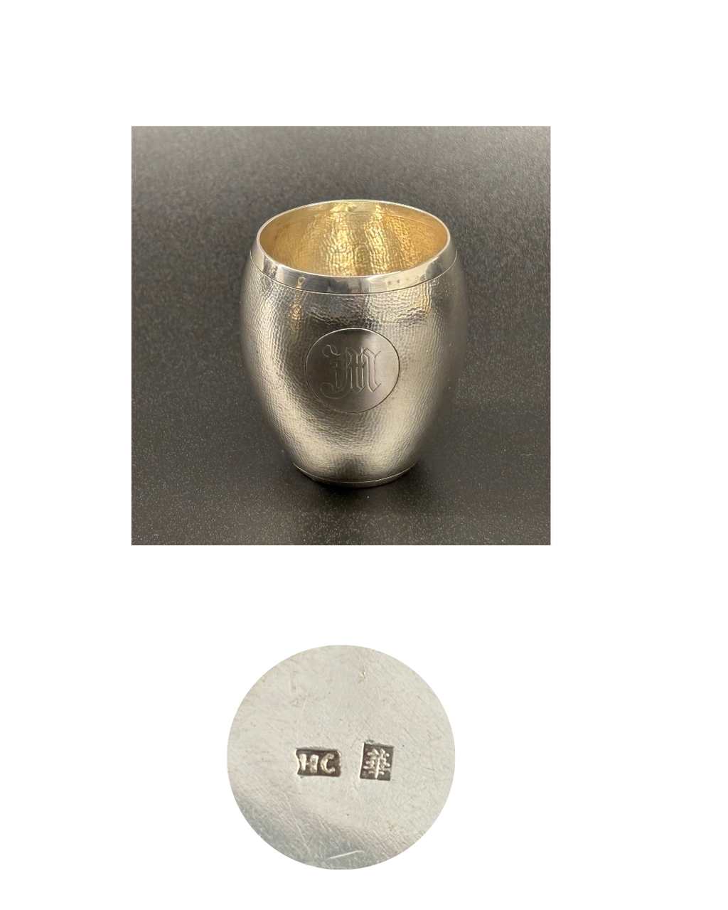 Early 20th-century Chinese glamour in six tiny Goblets on a  Rosewood Tray