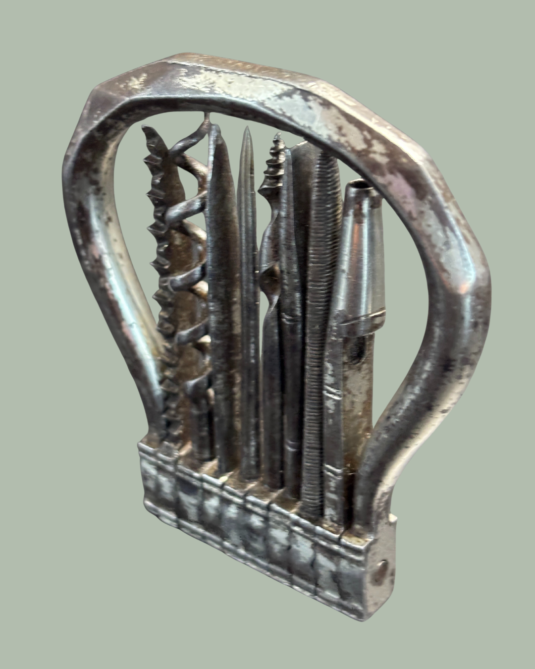 Antique Folding Bow Corkscrew Multitool  Eight Integrated Tools