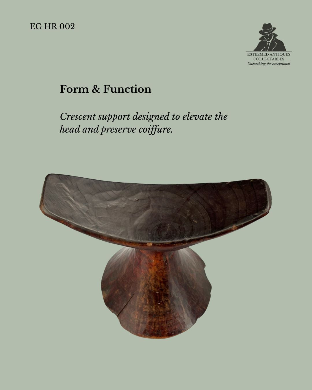 Ethiopian Oromo Headrest (Borana Type), Carved Hardwood, Single Block