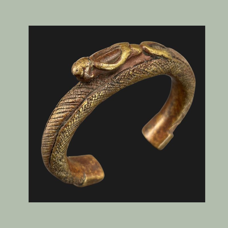 West African Cast Brass Bracelet, Possibly Senufo Culture, Côte d’Ivoire / Mali Region, Lost-Wax Cast