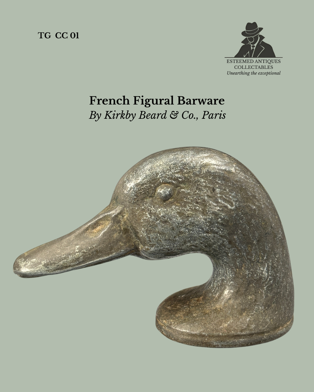 Early French “Ducky” cap lifter by Kirkby Beard & Co, Paris, documented in the 2002 Christie’s corkscrew sale.