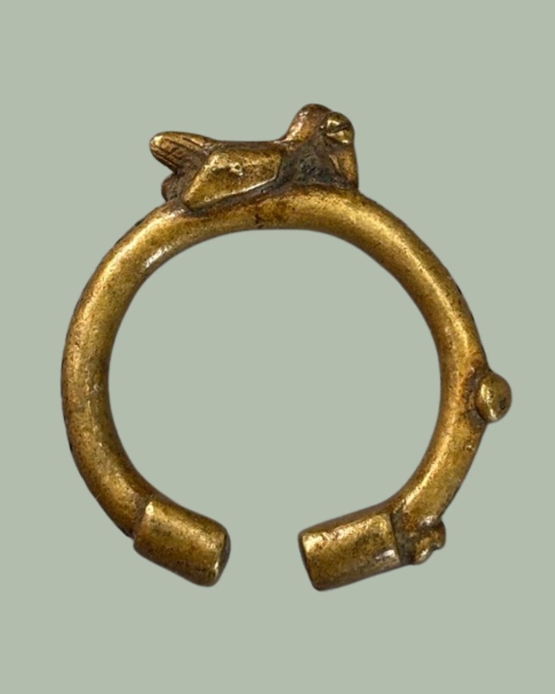 Manilla bracelet with bird finial,Akan / Ashanti Culture, Ghana, 19th to early 20th century