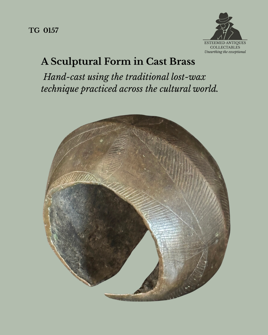 Baoulé Cast Brass Bracelet, Côte d’Ivoire – West African Lost Wax Bronze Bangle