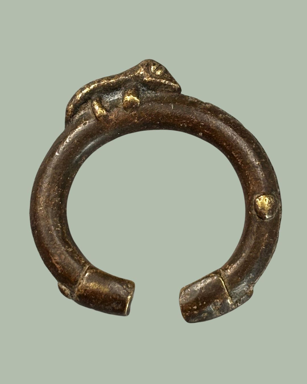 West African Brass Manilla Currency Bracelet, Dogon Attribution, Mali, Lost-Wax Cast Prestige Currency Ring