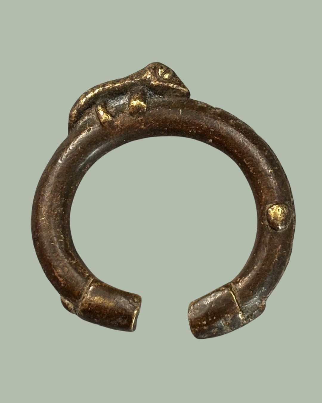 West African Brass Manilla Currency Bracelet, Dogon Attribution, Mali, Lost-Wax Cast Prestige Currency Ring