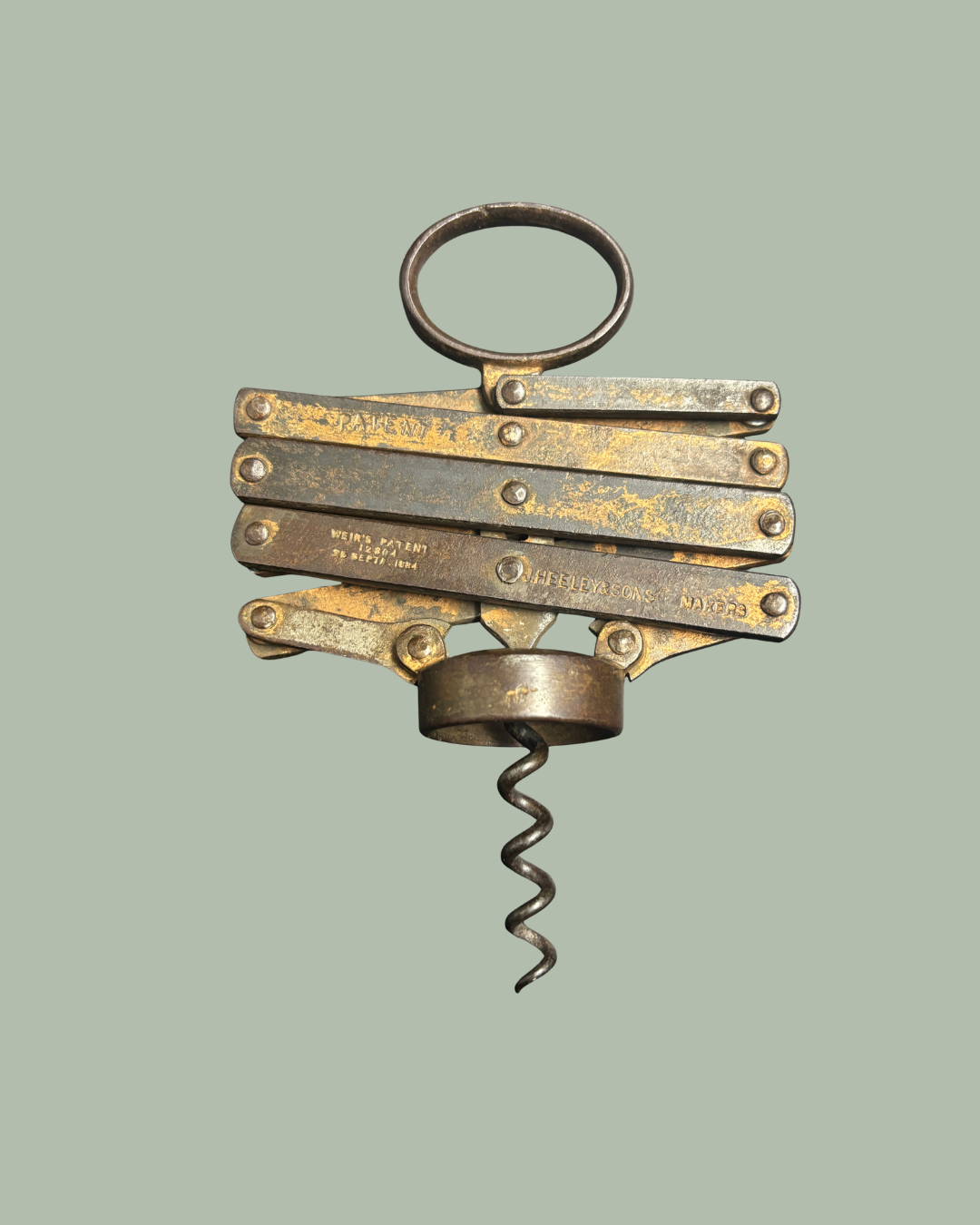 Victorian Weir’s Patent concertina corkscrew, manufactured by Heeley & Son, Circa 1884–1895.