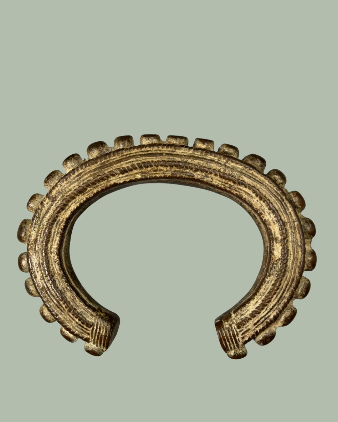 West African Cast Bronze Currency Bracelet (Manilla Form), Akan Sphere, Ghana