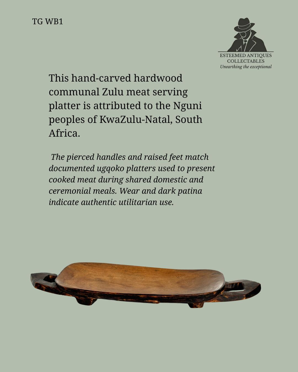 Attributed Zulu / Nguni Hand-Carved Wooden Communal Serving Trough – Southern Africa, Early–Mid 20th Century