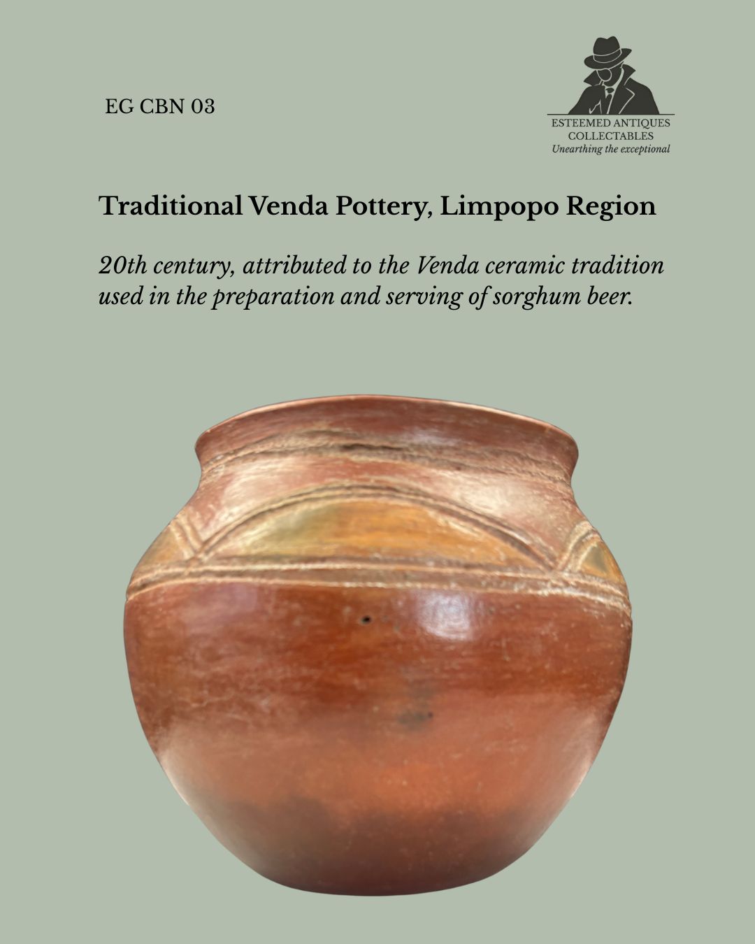 Venda Ceramic Vessel, Limpopo Region, South Africa, Hand-Coiled Clay Pot