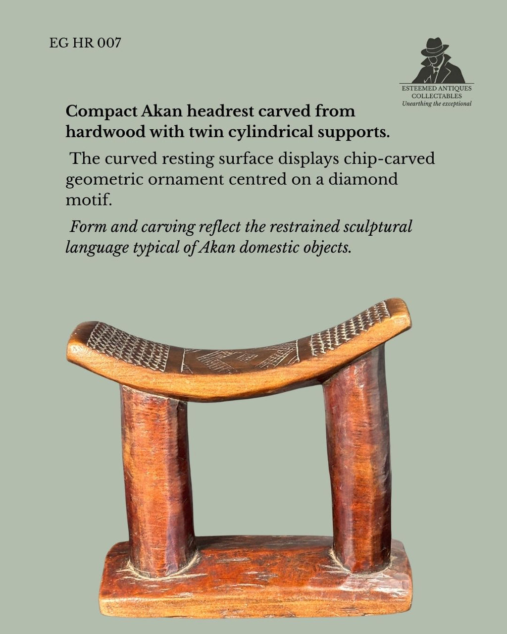 Ashanti (Asante) Headrest – Carved Wooden Headrest, Akan Culture, Ghana, 19th–20th Century