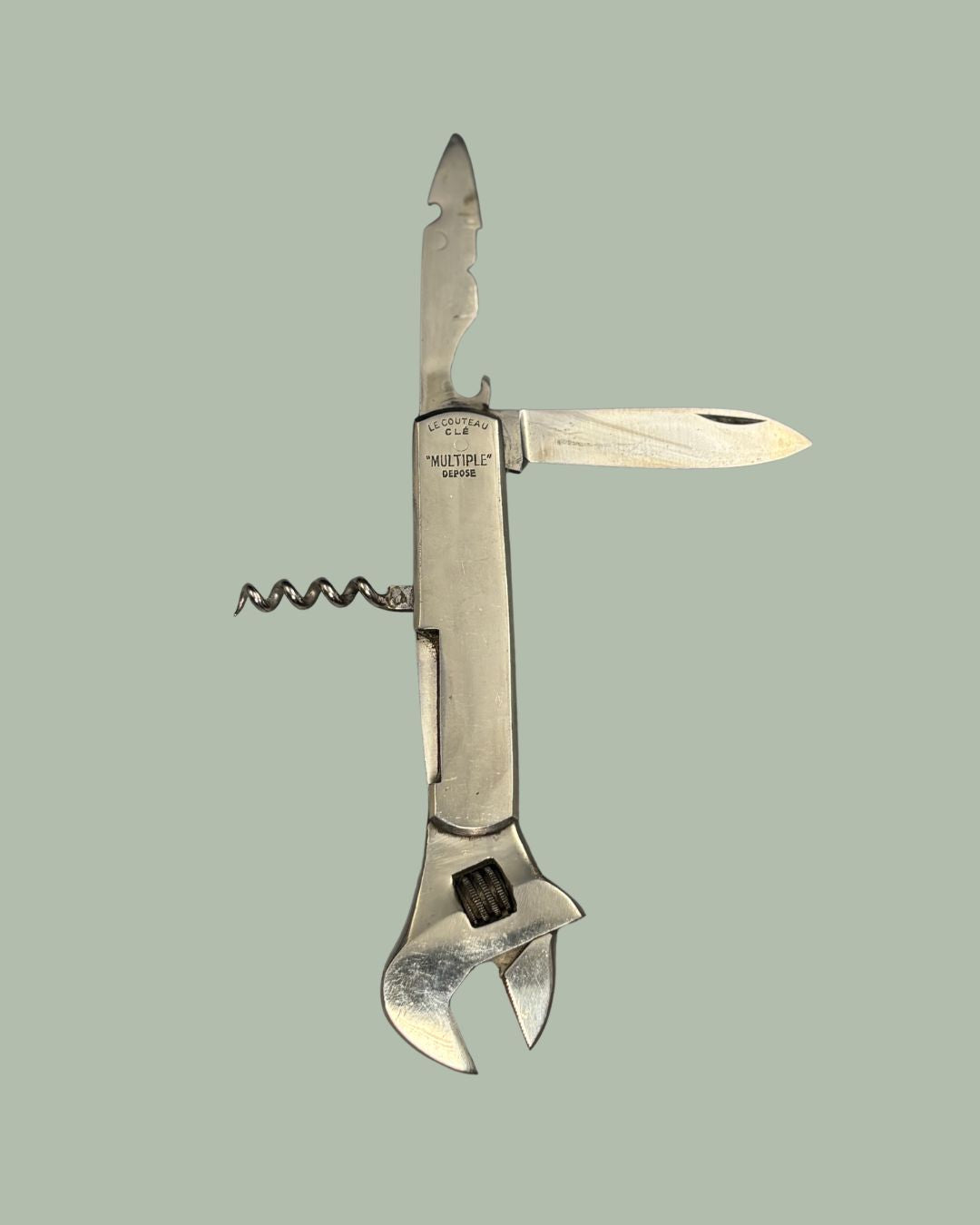 Le Couteau Clé “MULTIPLE” Déposé – French Multi-Tool Corkscrew with Adjustable Wrench, circa early to mid 20th