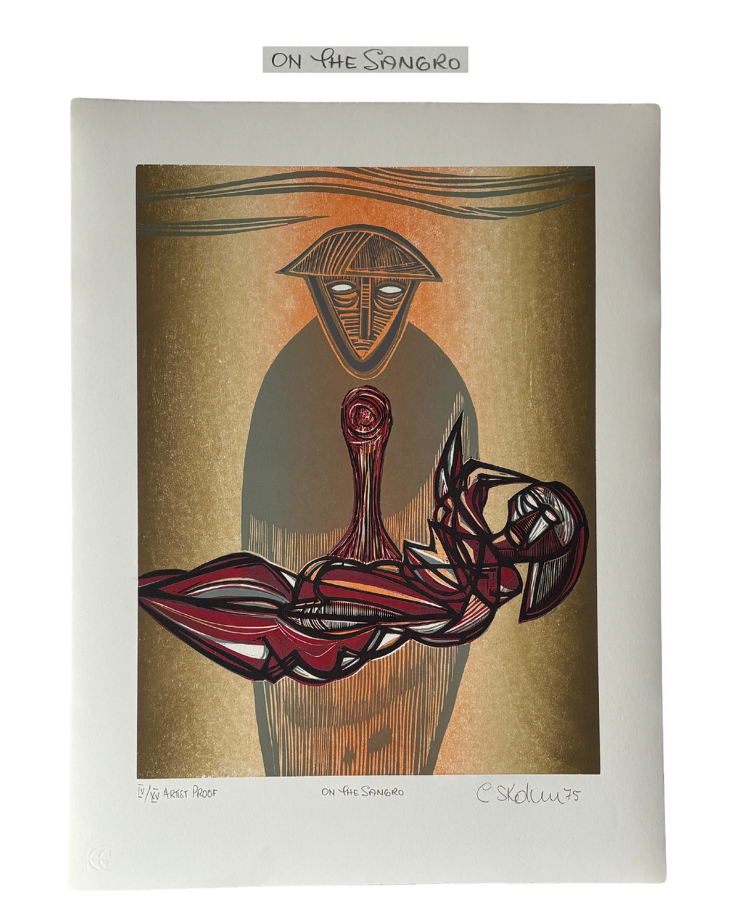 Cecil Skotnes Woodcut Artist’s Proof “On the Sangro” (1975) – South African Print on Zerkall Bütten Paper
