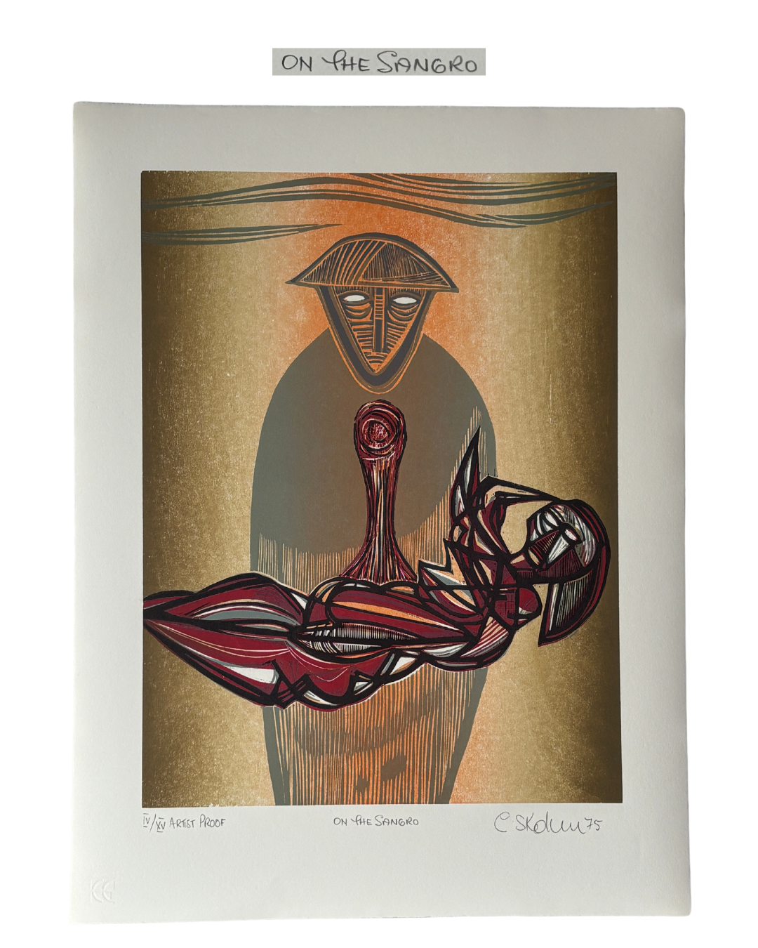 Cecil Skotnes Woodcut Artist’s Proof “On the Sangro” (1975) – South African Print on Zerkall Bütten Paper