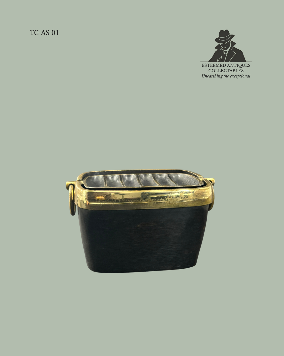 TG AS 01 - Mid-Century Modern Cast Brass Ashtray with Ring Handles