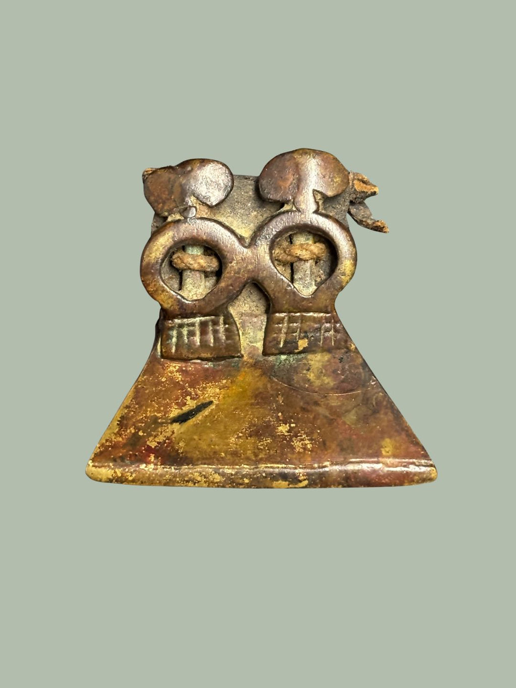 Akan (Asante) Figurative Gold Weight with Leather Backing – Ghana, 18th–19th Century