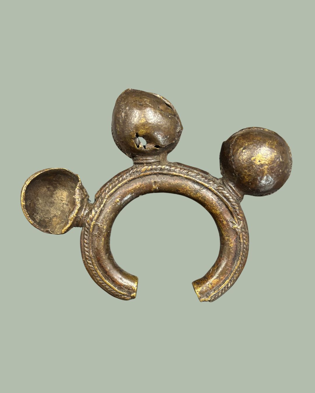 Cameroon Grassfields Ceremonial Bronze Bell Armlet, Bamum Kingdom,Circa: 1880–1920