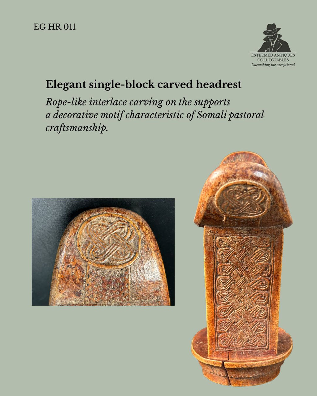 Somali Wooden Headrest (Barkin), Horn of Africa, Hand-Carved Wood, Early 20th Century